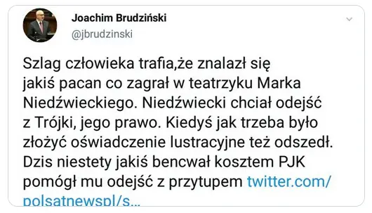 Tweet Joachima Brudzińskiego