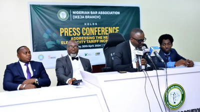 From L-R: Publicity Secretary, Mr Patrick Agboola, Member Committee on Election, Mr Mathias Emenbe, NBA Ikeja Chairman, Mr Seyi Olawunmi and Secretary of the association, Dr Issa Adedokun.