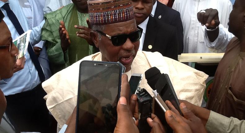 Gov. Aminu Bello Masari of Katsina State fielding questions from Journalists during the 2019 NAPRI Open Day in Zaria, Kaduna State on Monday [NAN]