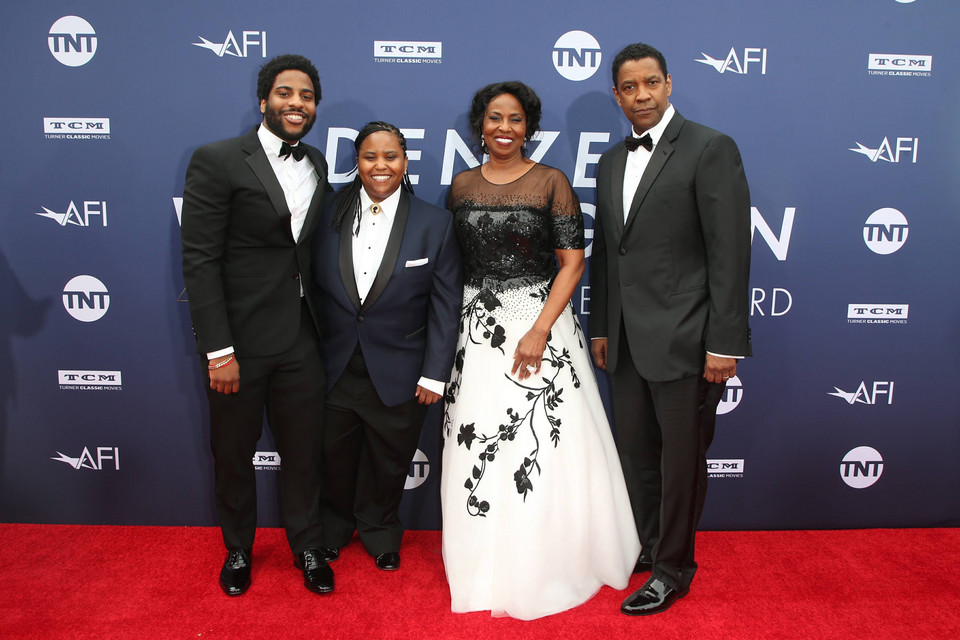 Sławni ojcowie i ich synowie: Denzel Washington i John David Washington (na zdjęciu także: Katia Washington i Pauletta Washington)