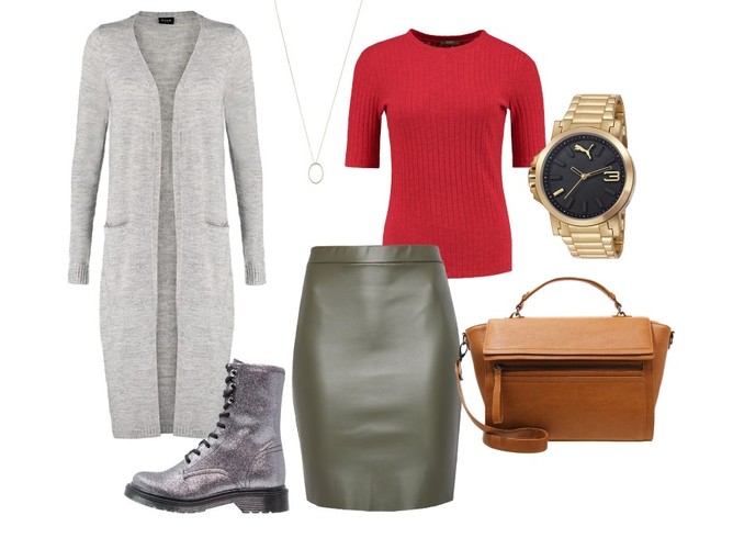 STYLIZACJE ze skórzaną spódnicą: do pracy  wersja casualowa