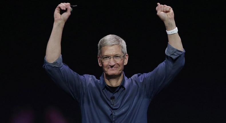 Apple CEO Tim Cook introduces Apple Watch on Sept. 9, 2014, in Cupertino, California.