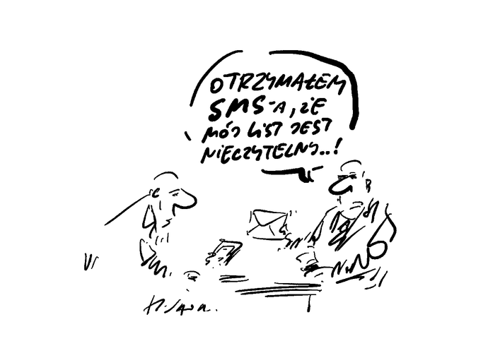 Sms służbowy / rys. Henryk Sawka