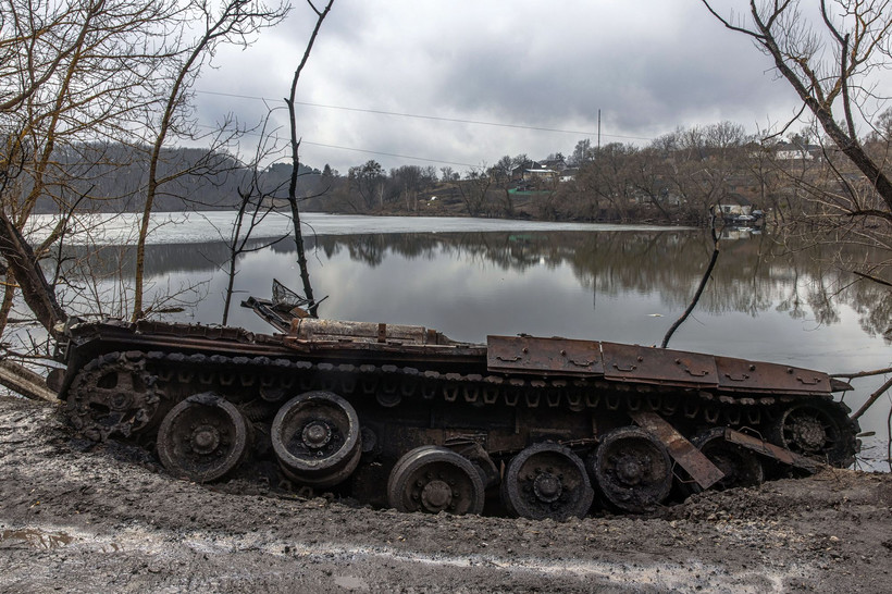 Zniszczony rosyjski czołg, Ukraina