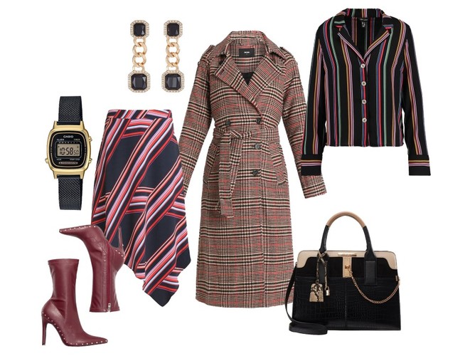 Jesienne STYLIZACJE z płaszczem w kratę