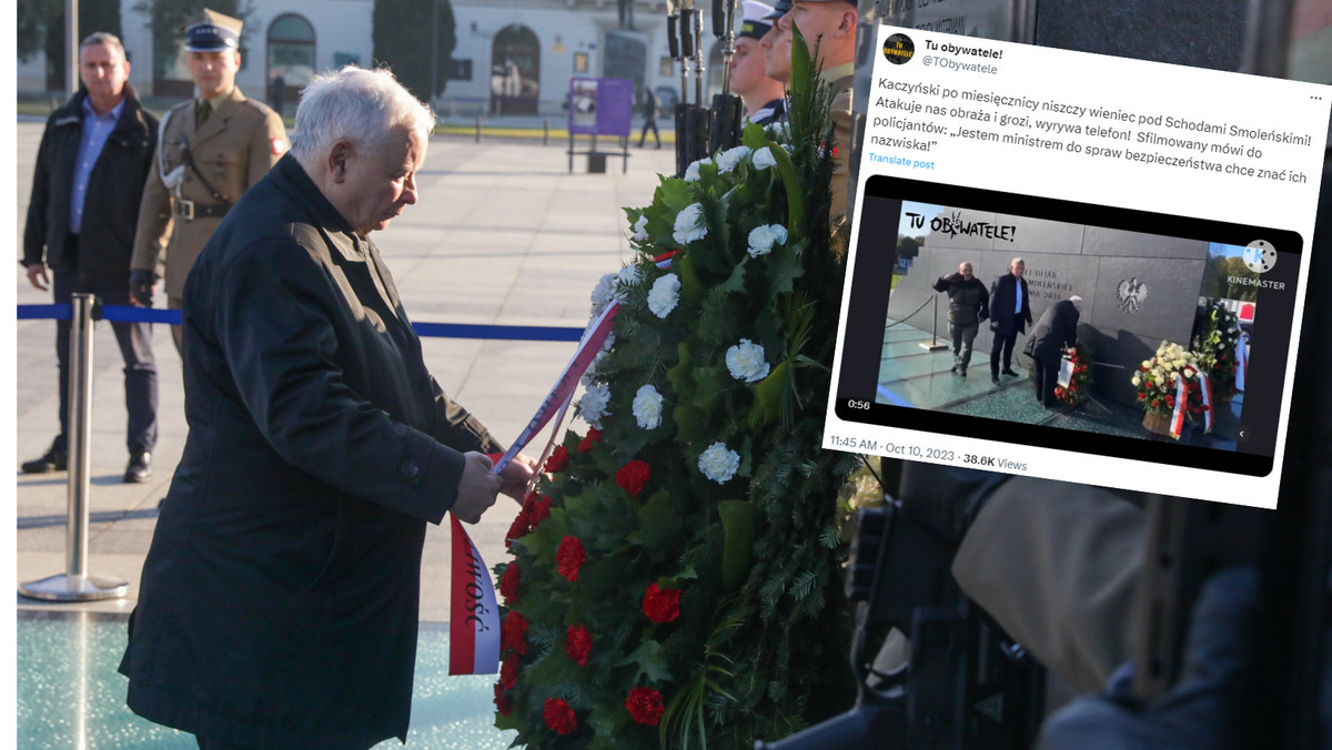Incydent z udziałem Kaczyńskiego przed pomnikiem smoleńskim