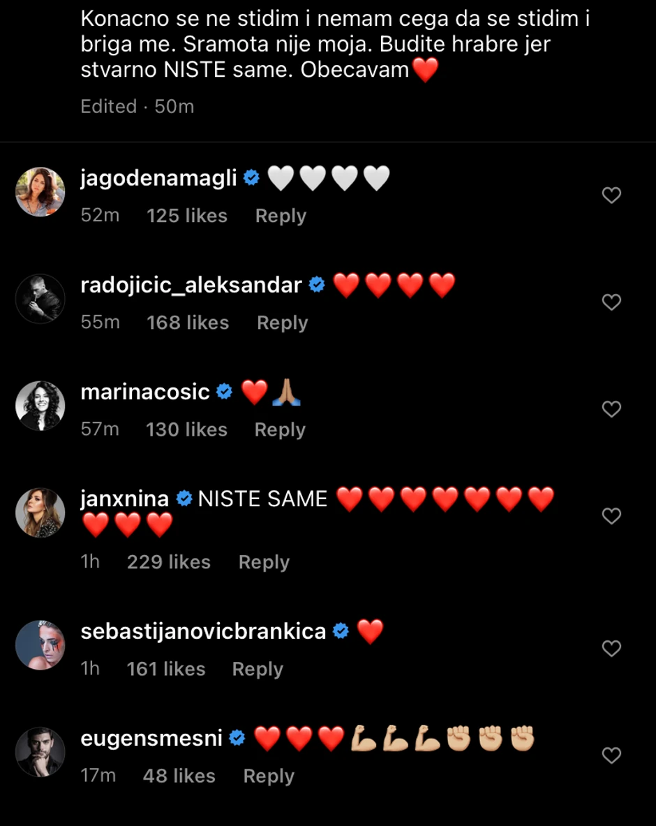 Komentari ispod Ivine objave