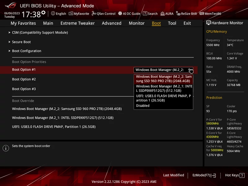 Asus – UEFI – Boot Option Priorities