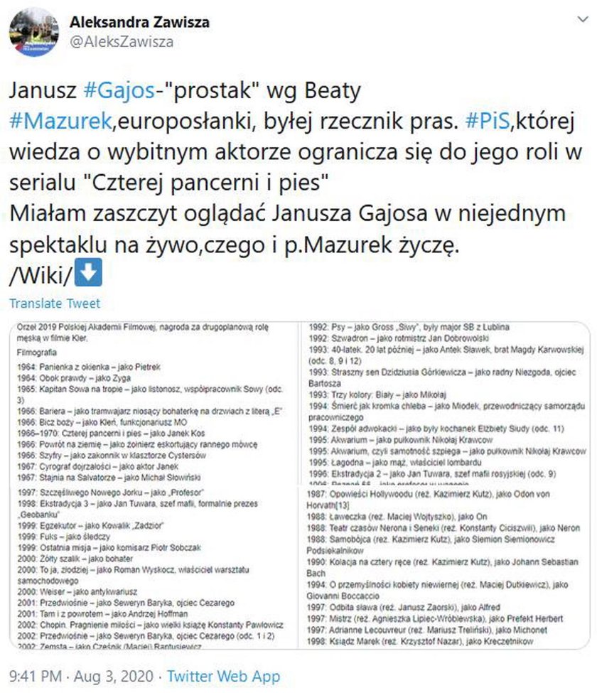 W PiS są wściekli na Gajosa. Władza gromi aktora, a internet odpowiada memami