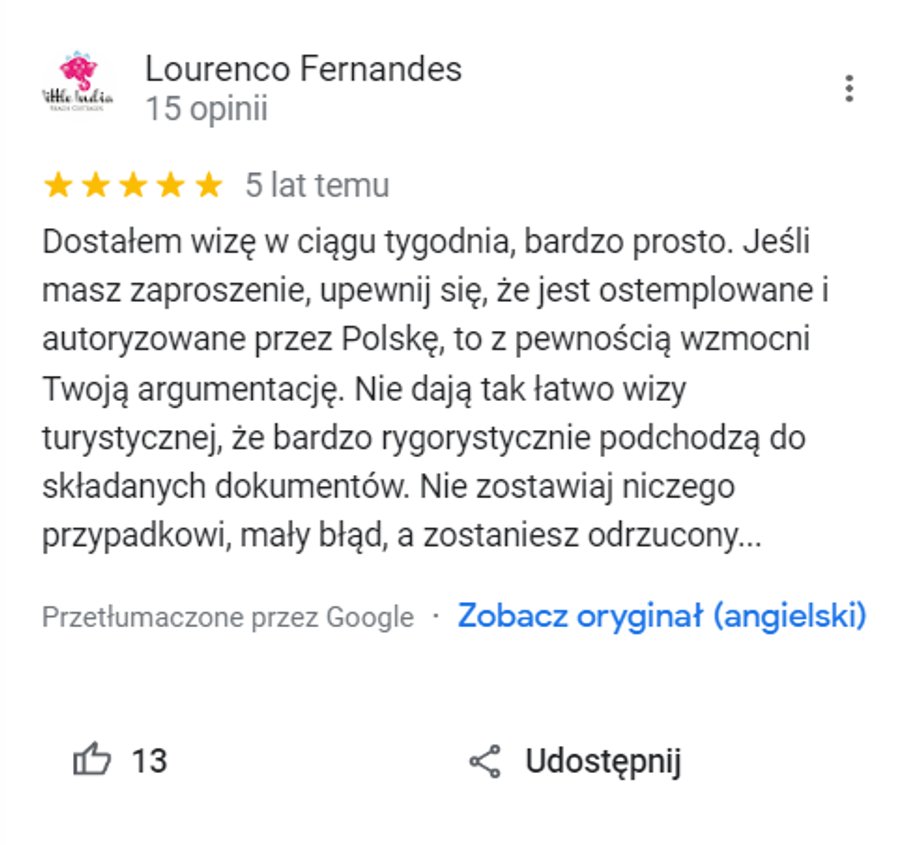 Pozytywna opinia o polskim konsulacie w Indiach sprzed pięciu lat