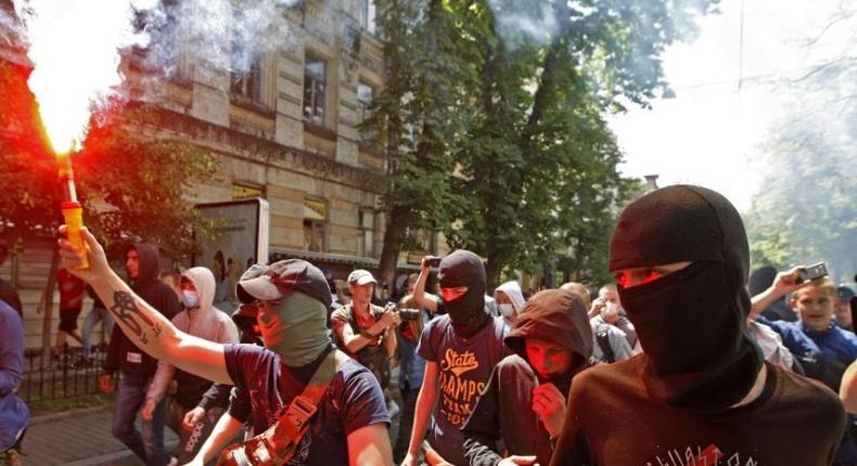 Far-right activists have acted LGBT events in the Ukraine before as at the 2016 Gay Pride rally in Kiev in 2016