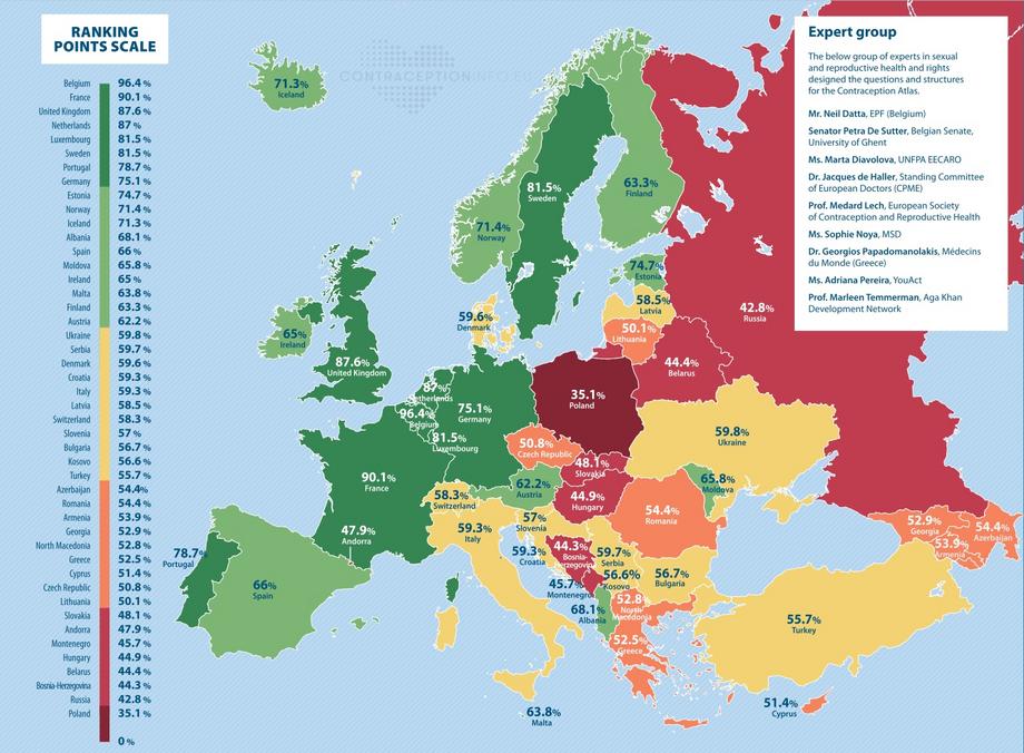 Atlas Antykoncepcyjny 2020. Wskaźniki dostępności antykoncepcji dla 46 krajów. 