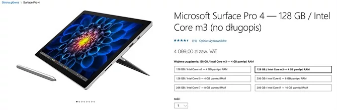 W Polsce też pojawił się Surface Pro 4 bez długopisu Surface Pen