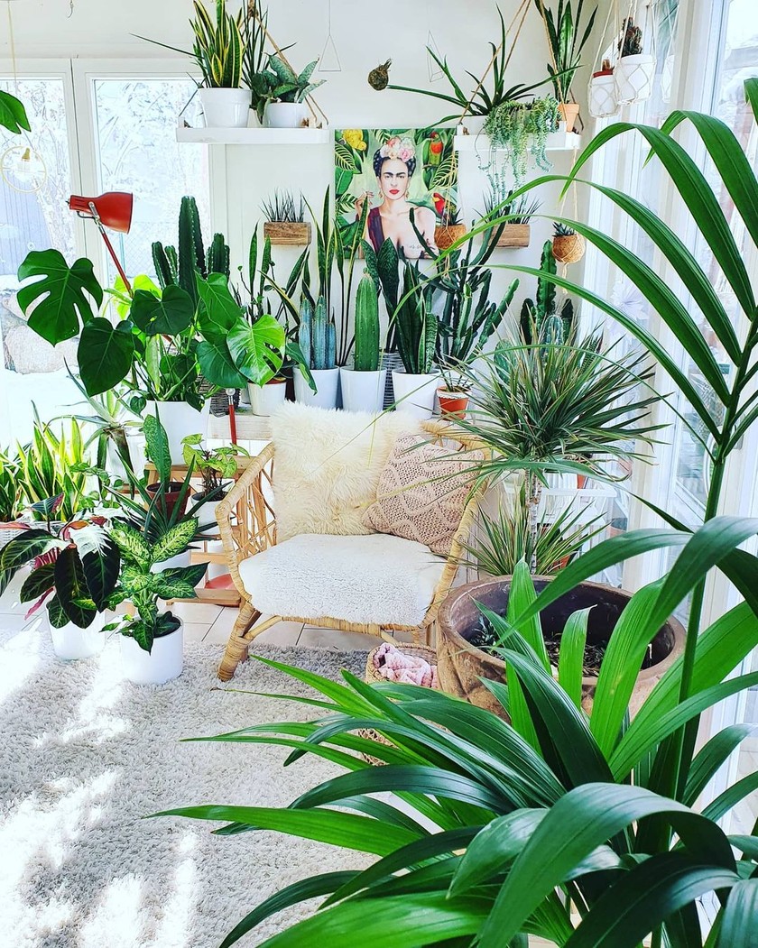 Un fauteuil en rotin se marie parfaitement au look jungle.