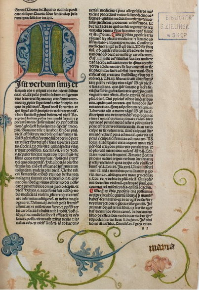 Thomas de Aquino, „Scriptum super libro Sententiarum”, Venezia, 1478. FOT. Adam Łukawski/Ze zbiorów Towarzystwa Naukowego Płockiego