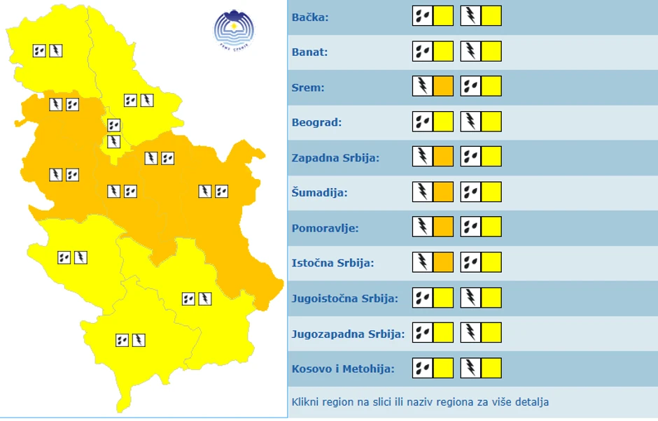 Meteoalarm za sutra