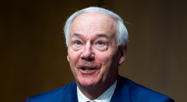 Arkansas Gov. Asa Hutchinson at a hearing on Capitol Hill on June 22, 2021.