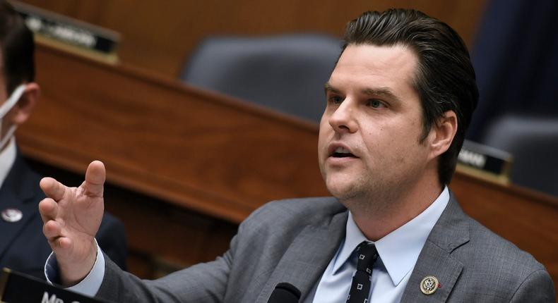 Rep. Matt Gaetz, R-Fla., speaks during the House Armed Services Committee hearing on the conclusion of military operations in Afghanistan, Wednesday, Sept. 29, 2021, on Capitol Hill in Washington
