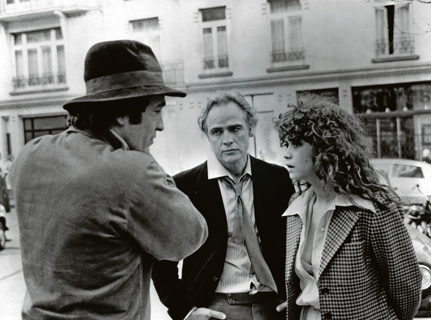 Bernardo Bertoluči, Marlon Brando i Marija Šnajder na snimanju filma