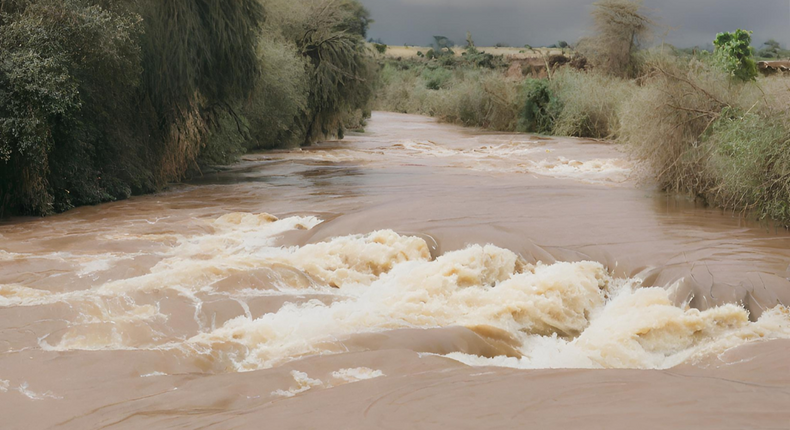 A photo of a swollen river