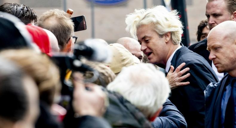 Dutch far-right leader Geert Wilders campaigning ahead of ahead of provincial polls on March 20