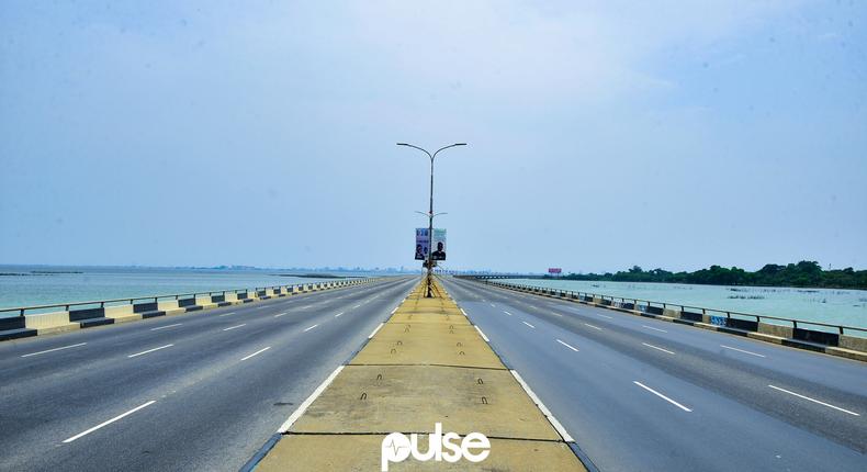 An integral transportation structure in Lagos state, the Third Mainland Bridge looks calm and empty on election day (Pulse)