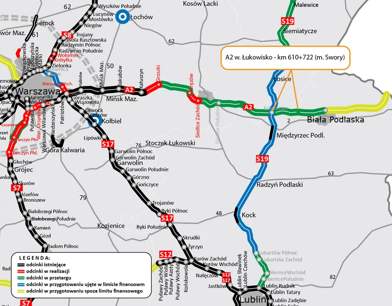 Autostrada A2: Łukowisko - Swory