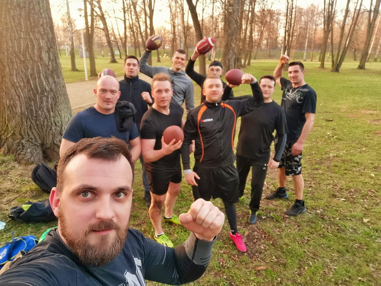 Trening sieradzkiego klubu futbolu amerykańskiego Warriors Sieradz