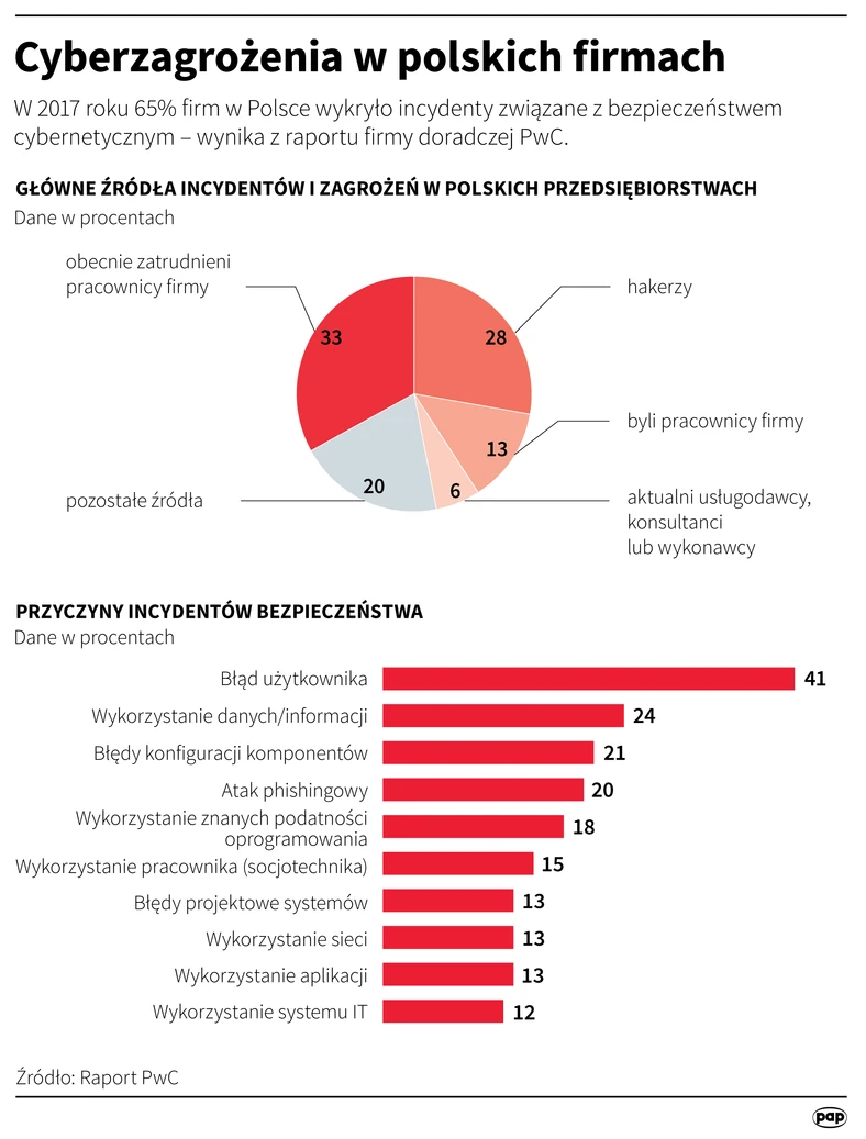 Cyberzagrożenia w polskich firmach - infografika