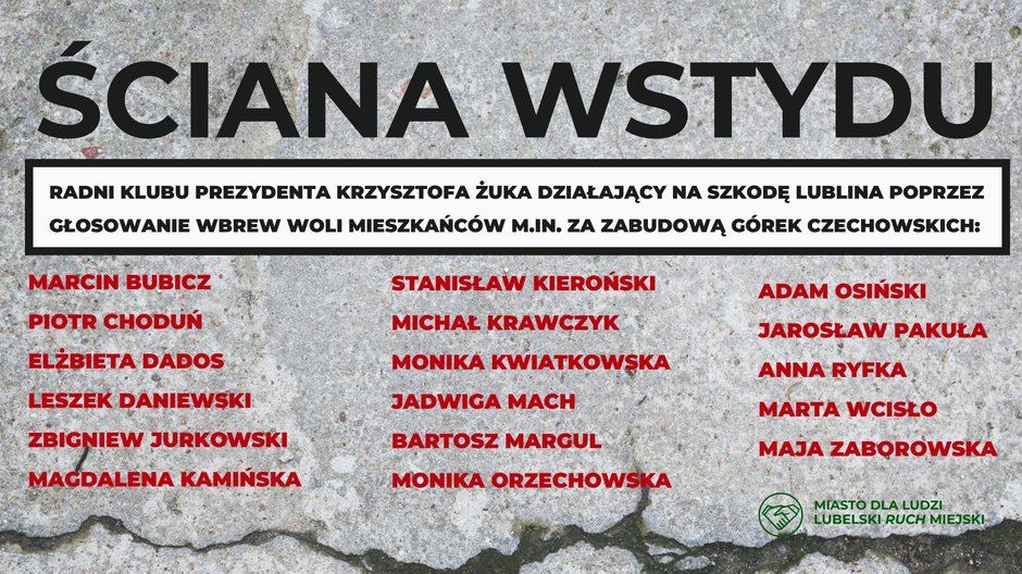 "Ściana wstydu" z 2019 r.