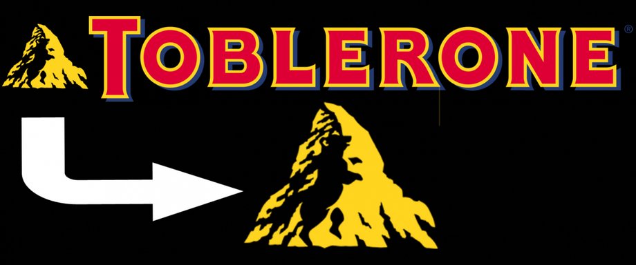 Toblerone – Widzisz niedźwiedzia tańczącego na tle góry? Projekt to hołd oddany miastu, w którym powstaje czekolada. Toblerone pochodzi z Berna, którego nazwa pochodzi z niemieckiego Bär oznaczającego właśnie niedźwiedzia. Zwierzę znaleźć można nawet w herbie miasta.