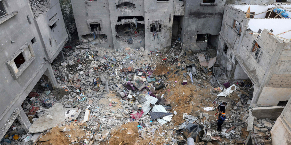 Zniszczony budynek w Strefie Gazy.