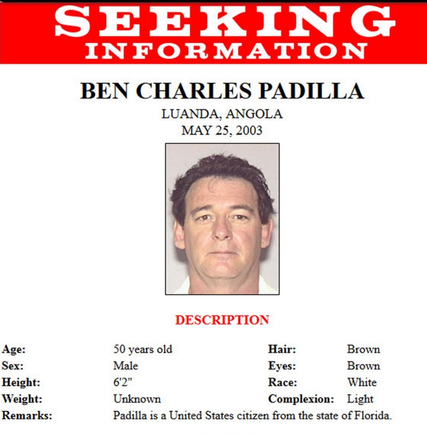 Poternica koju je izdao FBI za Benom Padilom