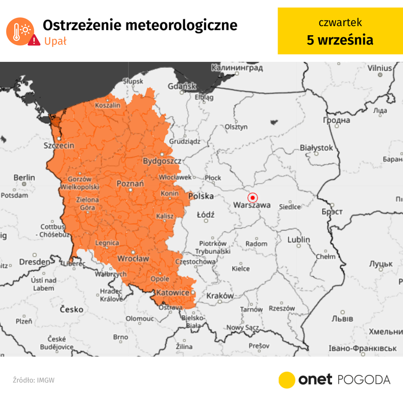 Ostrzeżenia przed upałem obowiązują dziś głównie na zachodzie kraju