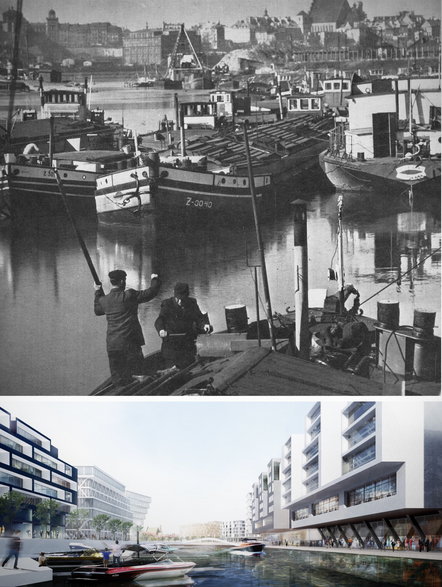 Port Praski w 1959 r. i wizualizacja jego przyszłości