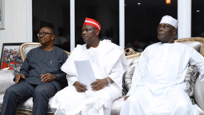 L-R: Peter Obi, Rabiu Kwankwaso and Atiku Abubakar. [David Offor/X]