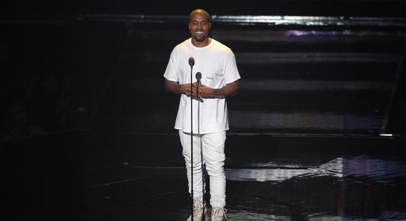 Kanye West on stage at the MTV VMAs 