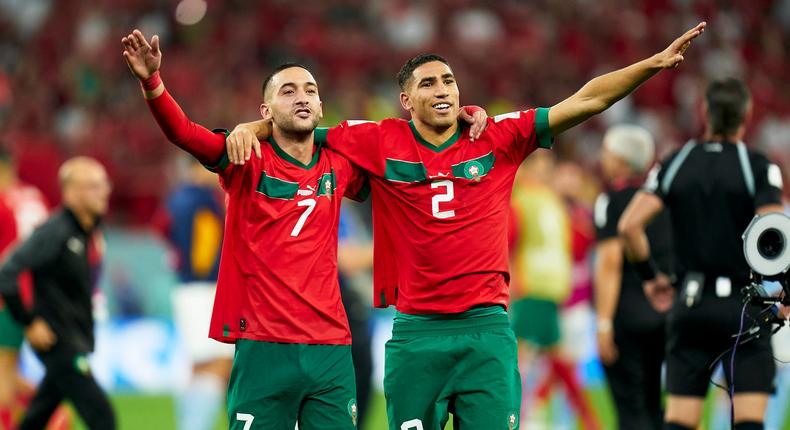 Les Marocains Hakim Ziyech et Achraf Hakimi.Getty/Quality Sport Images