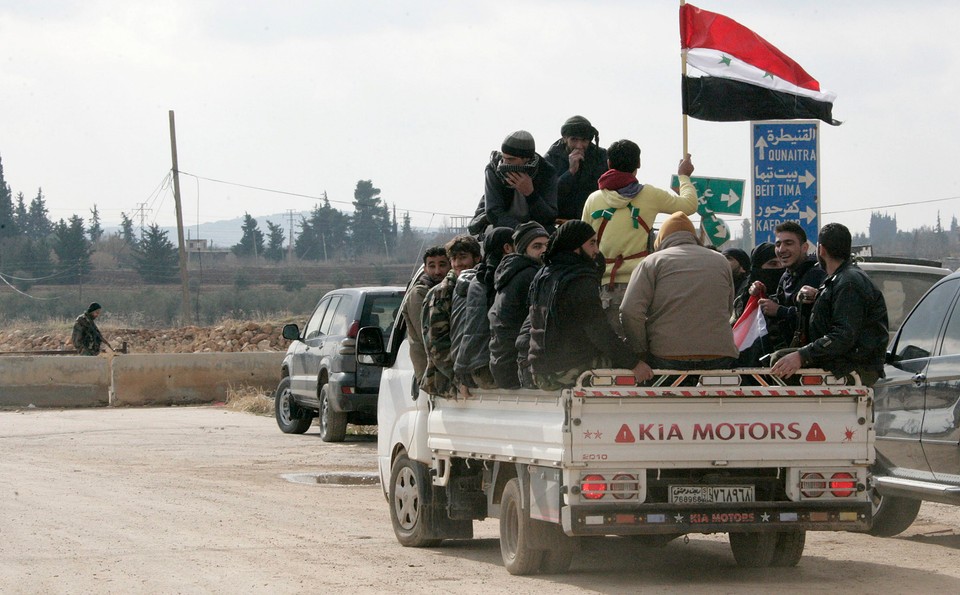 SYRIA RULAR DAMASCUS CONFLICT (Fighters turned themselves in and handed over their weapons)