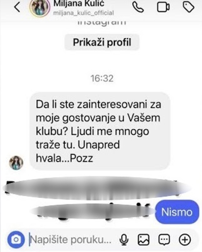 Miljana Kulić se nudi da nastupa