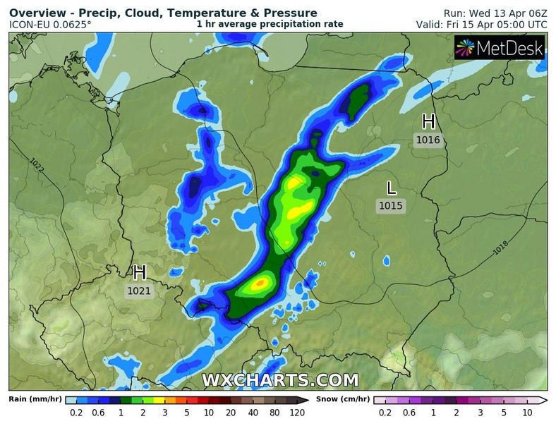 W nocy front przemieści się na wschód