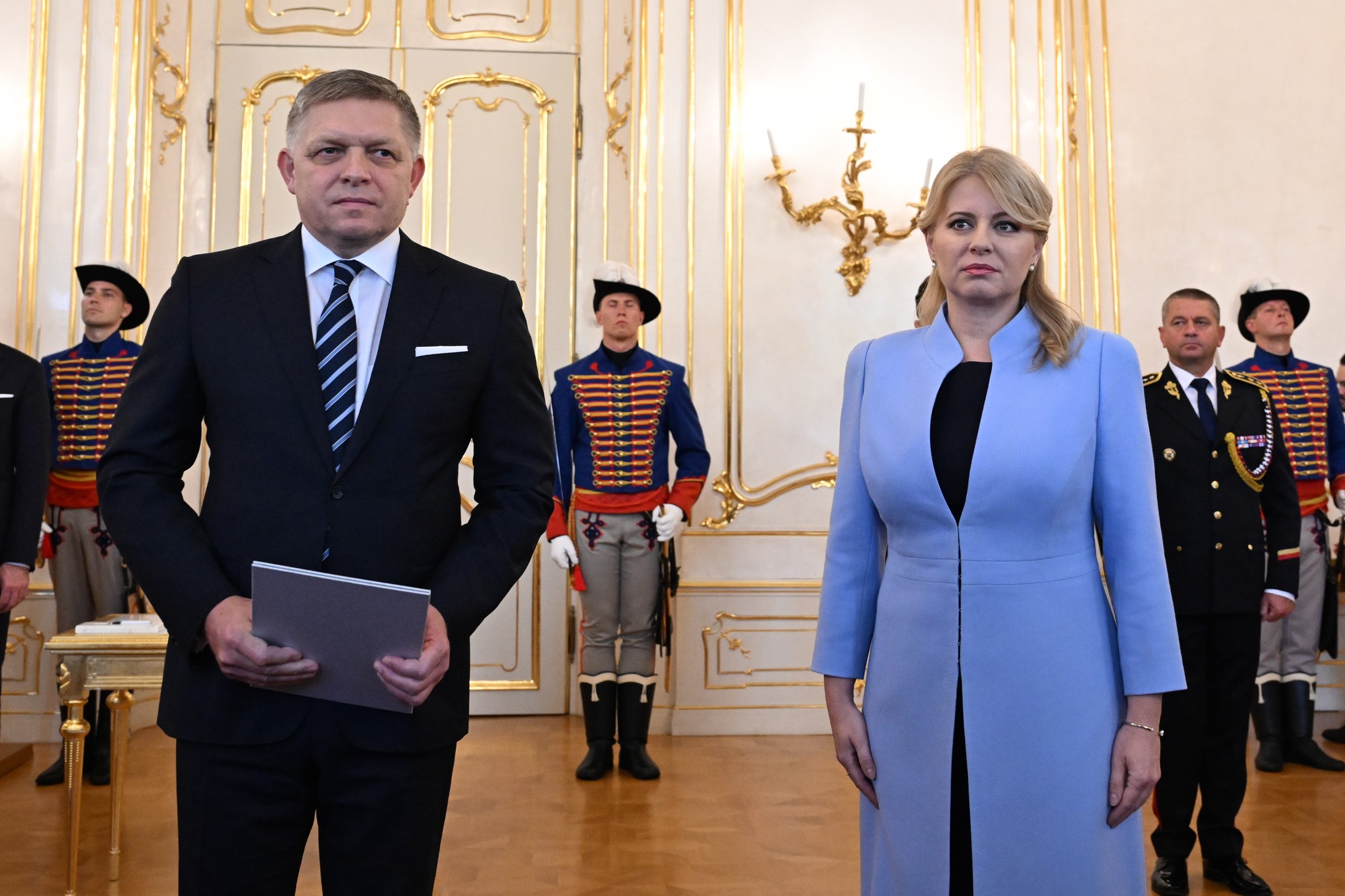 Prezidentka SR Zuzana Čaputová vymenovala vládu SR, ktorú povedie Robert Fico (Smer-SD) v Prezidentskom paláci 25. októbra 2023 v Bratislave.