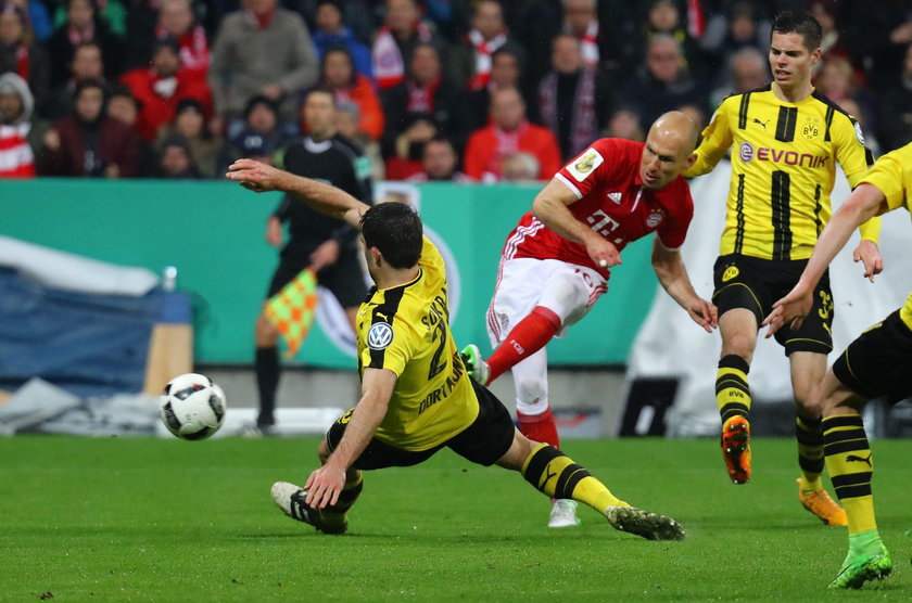 Borussia Dortmund's Ousmane Dembele scores their third goal