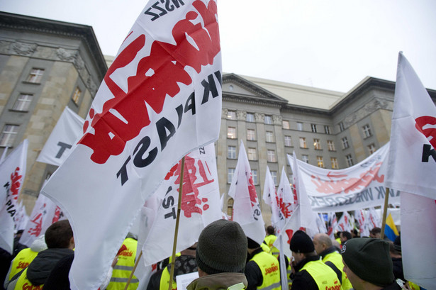 Protest związkowców w Katowicach