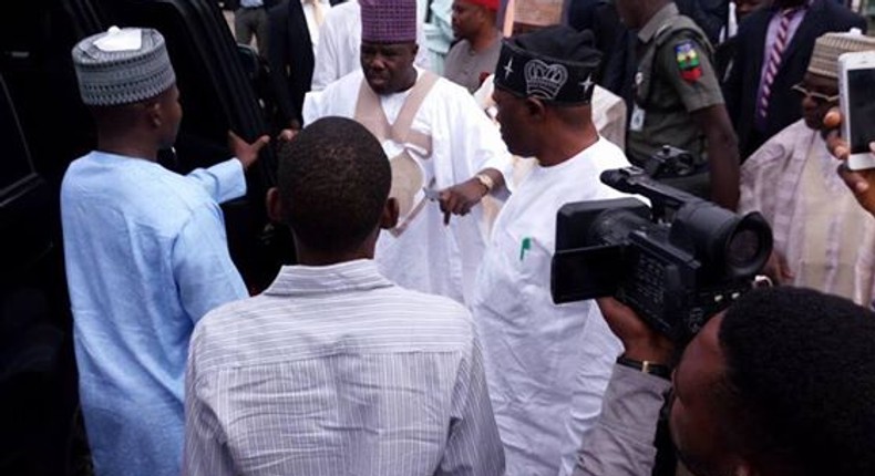 Ali Modu Sheriff addressing journalist at the PDP national secretariat