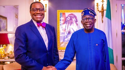 President Bola Tinubu and African Development Bank (AfDB) President, Dr Akinwumi Adesina. [Presidency]