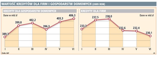 Wartość kredytów dla firm i gospodarstw domowych (2009 rok)