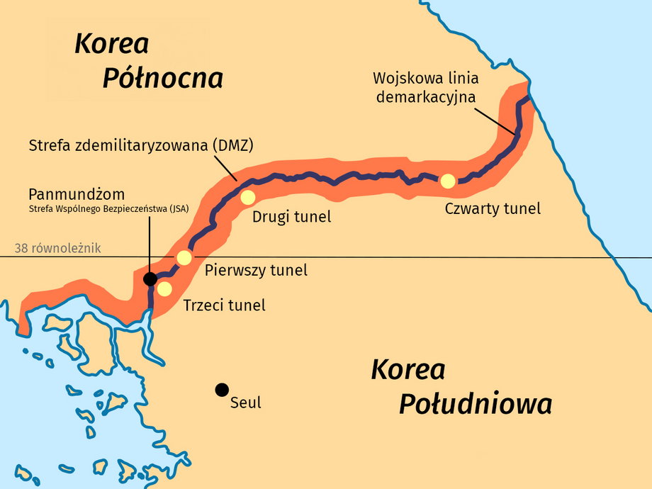 Mapa koreańskiej strefy zdemilitaryzowanej