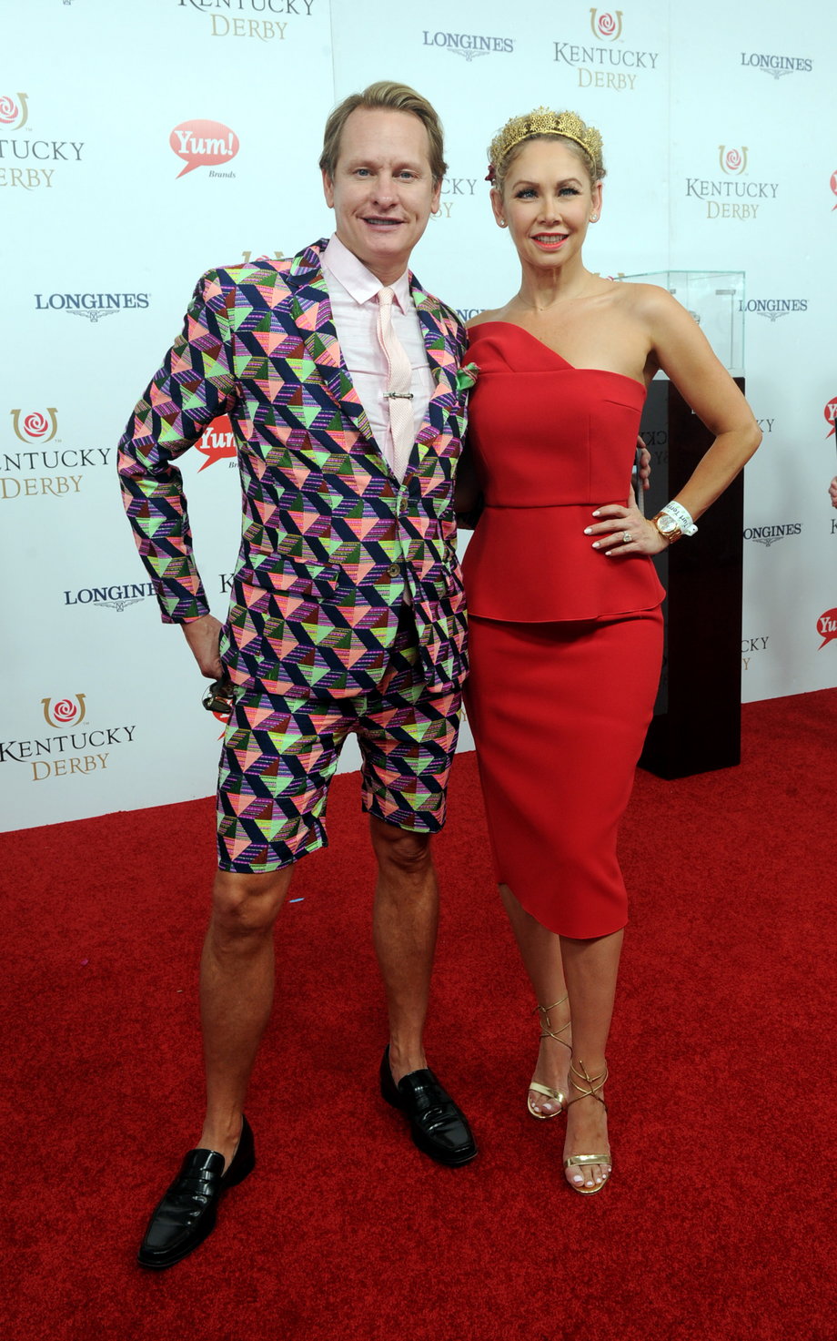 WORST: Celebrity stylist Carson Kressley went with too much pattern in this shorts suit.