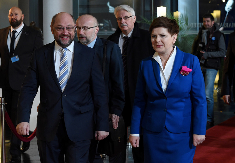 Premier RP Beata Szydło i przewodniczący Parlamentu Europejskiego Martin Schulz